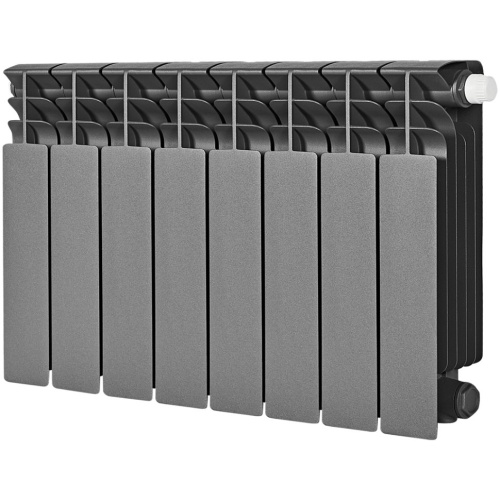 Биметаллический радиатор отопления Stout Titan Ventil 350 8 секций нижнее правое подключение графит RAL 7024
