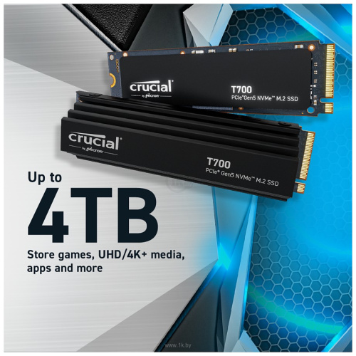SSD Crucial T700 CT4000T700SSD3, 4TB, M.2, PCI-E 5.0 x4, TLC 3D NAND R/W - 11800/12400MB/s