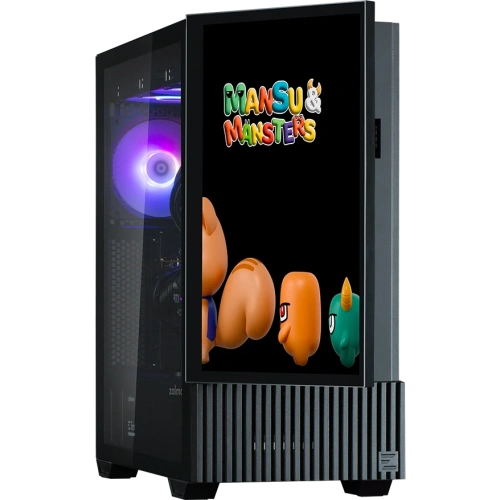 Корпус ZALMAN Z10 DS, ATX, Black, Window, built-in 15.6-inch FHD display, 2x3.5", 2x2.5", 2xUSB3.0, 1xUSB 3.1 Type-C, Front 2x120mm, Rear 1x120mm ARGB