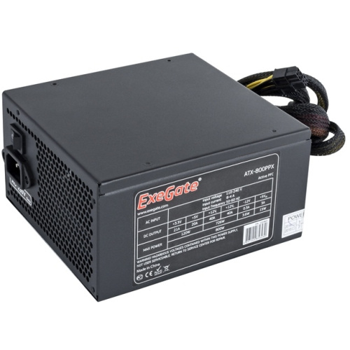 Блок питания Exegate 800PPX RTL EX220363RUS 800W, ATX, black, active PFC, 14cm, 20+4p/4+4p/PCI-E/4*IDE/5*SATA