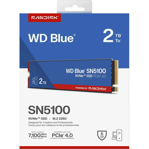 SSD Western Digital Green SN5100 (WDS200T5B0E) 2Tb, M2.2280 PCIe 4.0, 7100MBs/6700MBs, TBW 900, 1 year