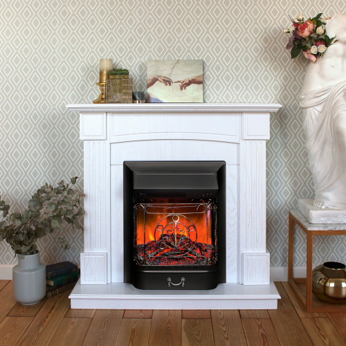 Электрокамин RealFlame Andrea WT фактурный белый с очагом Majestic Lux Black