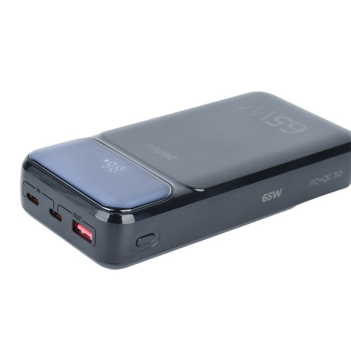 Powerbank Perfeo PF_E1636 Laptop 65W 20000mAh LED дисплей PD+QC 3.0 2Type-C 1 USB, max 65W Black
