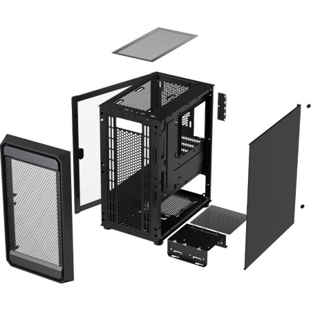 Корпус XASTRA A303M 3ARGB-C6 Black (A303M-2FC14A-1FC12A-C6-D) mATX/Mesh/ tempered glass / 2x140mm + 1x120mm ARGB PWM fans/Argb+PWM HUB 6port/ Door