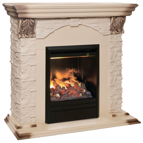 Электрокамин RealFlame Dublin Lux WT белый дуб с серой патиной с очагом 3D Olympic