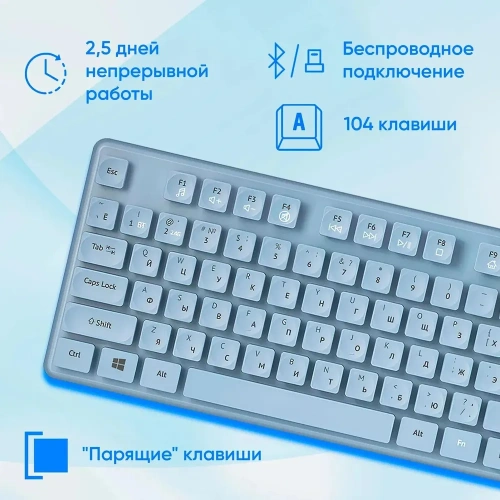 Комплект клавиатура и мышь Oklick S265W USB голубой