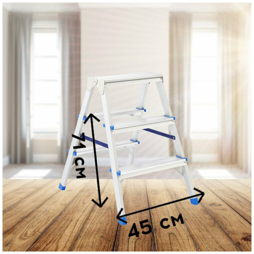 Стремянка двусторонняя СИБРТЕХ 97923 3ст, алюминиевая