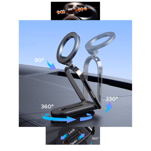 Автодержатель UGREEN LP924 (65186) Dashboard Magnetic Car Phone Mount Black