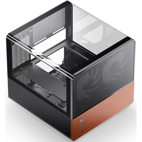 Корпус JONSBO V12 Black без БП, боковая панель из закаленного стекла (панорама), mini-ITX, micro-ATX, черный