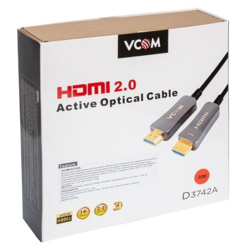 Кабель HDMI VCOM (D3742A-30M) 19M/M,ver. 2.0, 4K@60 Hz 30m