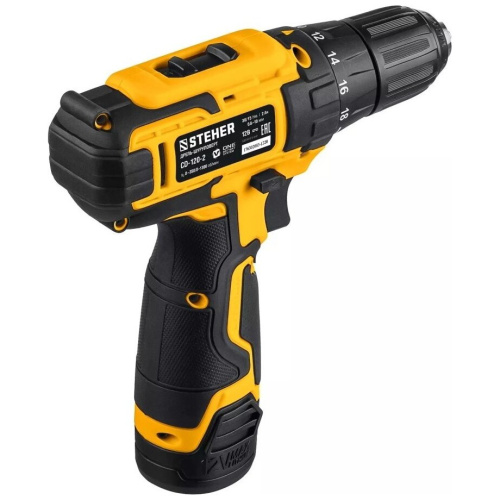 Дрель-шуруповерт STEHER CD-120-2 в кейсе