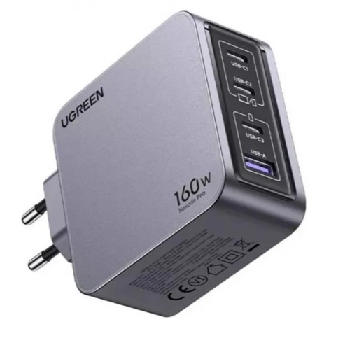 СЗУ UGREEN X763 (25877) Nexode Pro 160W USB-A+3*USB-C GaN Tech Fast Charger EU + 1M 100W cable Gray